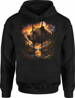 Niedźwiedź góry natura wilderness moon Męska bluza z kapturem
