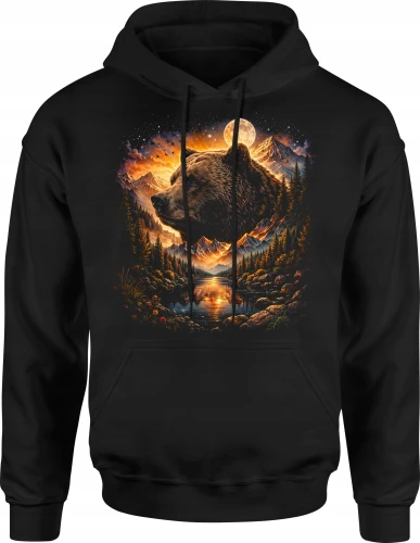 Niedźwiedź góry natura wilderness moon Męska bluza z kapturem 