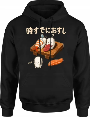 Sushi japońskie jedzenie słodkie rolki kuchnia azjatycka Męska bluza z kapturem