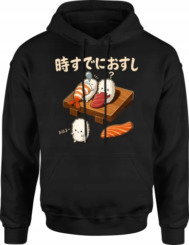 Sushi japońskie jedzenie słodkie rolki kuchnia azjatycka Męska bluza z kapturem 