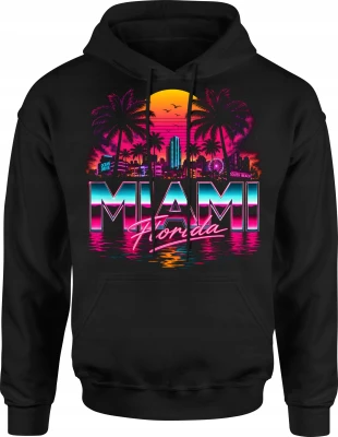 Miami Florida neon palm sunset city Męska bluza z kapturem