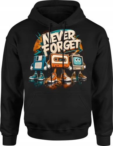 Never Forget kaseta magnetofonowa dyskietka lata 80 Męska bluza z kapturem 