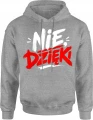 Nie dzieki bunt styl uliczny ironiczny humor Męska bluza z kapturem 