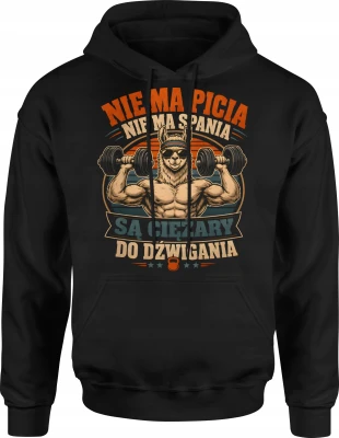 Nie ma picia nie ma spania Lama siłownia alpaka gym Męska bluza z kapturem