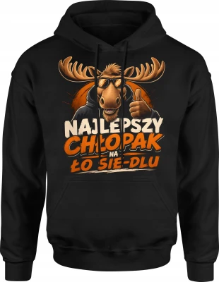 Łoś Okulary Najlepszy Chłopak Na Łosiedlu Śmieszny Męska bluza z kapturem