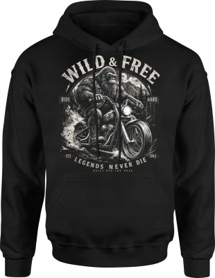 Goryl motocyklista chopper wild and free ride hard Męska bluza z kapturem