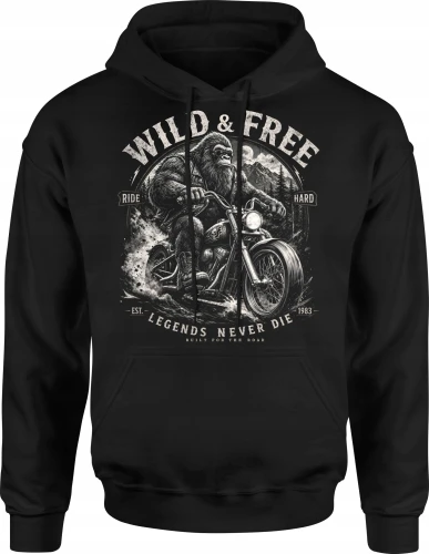 Goryl motocyklista chopper wild and free ride hard Męska bluza z kapturem 