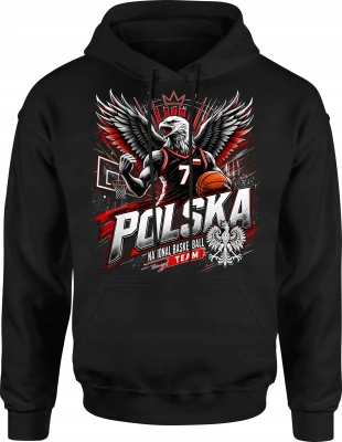 Polska Koszykówka Orzeł Reprezentacja Narodowa Kibic Męska bluza z kapturem