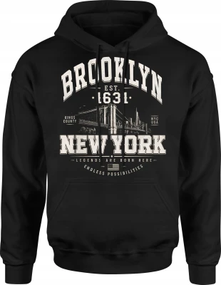 Brooklyn New York USA urban city Męska bluza z kapturem