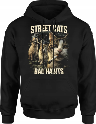 Street Cats Bad Habits koty uliczne Męska bluza z kapturem 