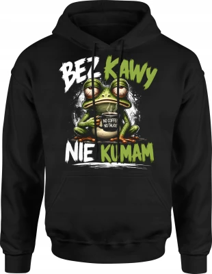 Bez Kawy Nie Kumam Żaba Kawa Coffee Męska bluza z kapturem