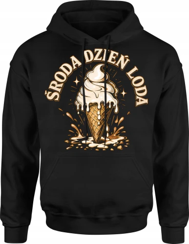 Środa dzień loda rożek waniliowy deser Męska bluza z kapturem 