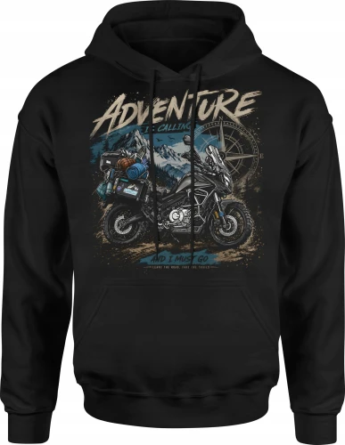 Adventure is calling and i must go motocykl Męska bluza z kapturem 