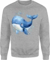 Kawaii wieloryb uroczy ssak pastelowy styl Męska bluza 