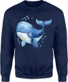 Kawaii wieloryb uroczy ssak pastelowy styl Męska bluza 