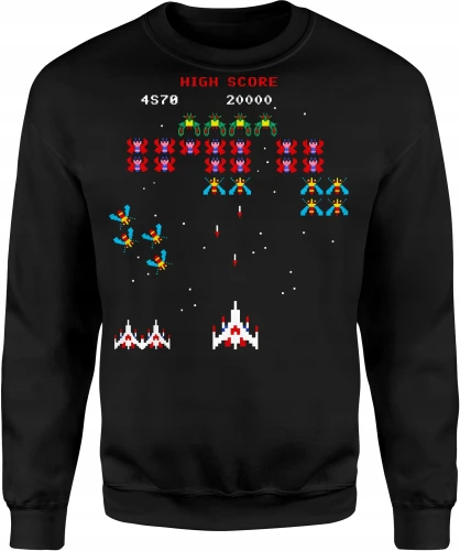 Gra arcade kosmiczny statek piksele High Score 8 bit Męska bluza 