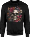 Kwiaty i Czaszka motyl dark flower Męska bluza 