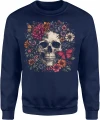 Kwiaty i Czaszka motyl dark flower Męska bluza 