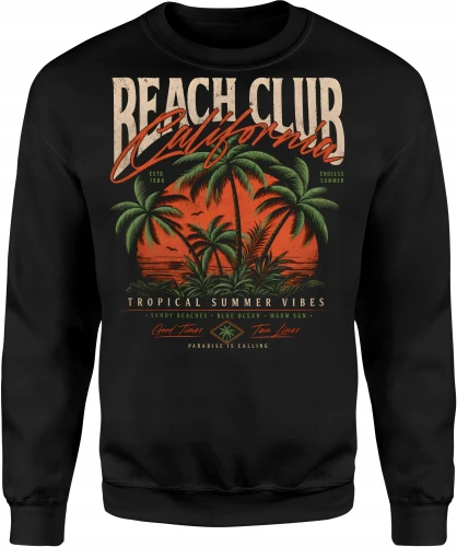 Beach Club California tropical summer palm wakacje Męska bluza 