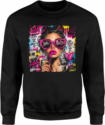 Glam Girl Queen okulary neonowe usta fashion Męska bluza 