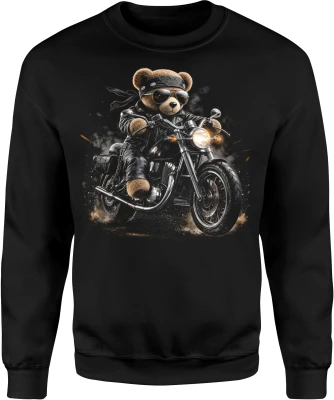 Miś Motocyklista Chopper Skórzana Kurtka Okulary Męska bluza