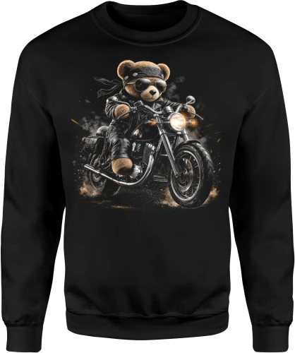 Miś Motocyklista Chopper Skórzana Kurtka Okulary Męska bluza 