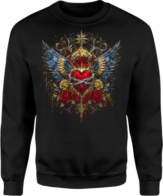 Serce Róże Miłość Anielskie Skrzydła Męska bluza