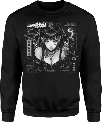 Anime goth girl demon horns manga japonia Męska bluza