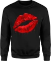 Czerwone Usta kiss lips glam fashion Męska bluza 