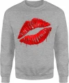 Czerwone Usta kiss lips glam fashion Męska bluza 