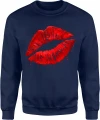 Czerwone Usta kiss lips glam fashion Męska bluza 