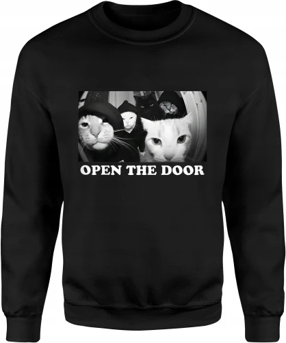 Open The Door koty przy drzwiach koci gang Męska bluza 