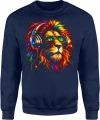Kolorowy lew DJ neon animal party Męska bluza 