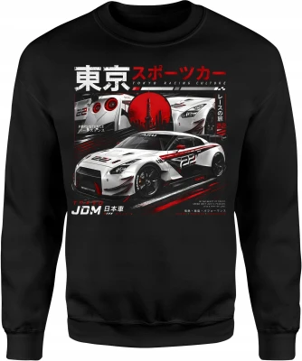 Białe Auto Tokyo Racing Wyścigi Uliczne  Męska bluza