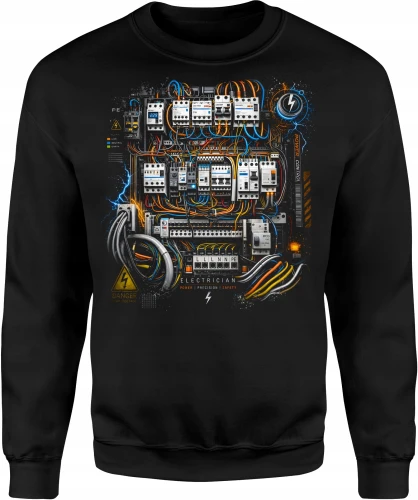 Elektryk Rozdzielnia Instalacja Elektryczna Napięcie Prąd Męska bluza 