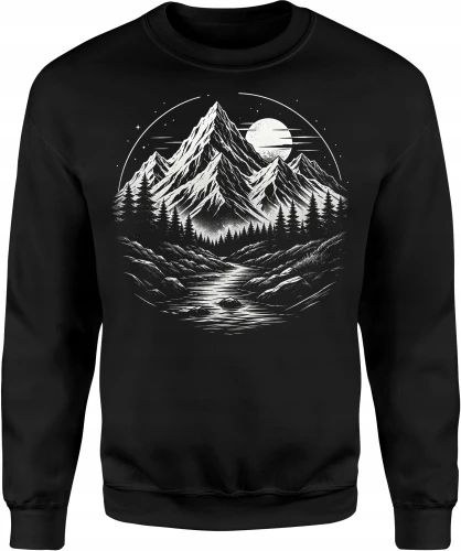 Górski krajobraz nocne szczyty rzeka natura Męska bluza 