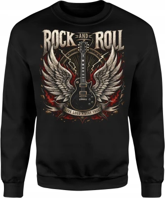 Rock And Roll Gitara Elektryczna Muzyka Rockowa Skrzydła Męska bluza