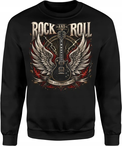 Rock And Roll Gitara Elektryczna Muzyka Rockowa Skrzydła Męska bluza 