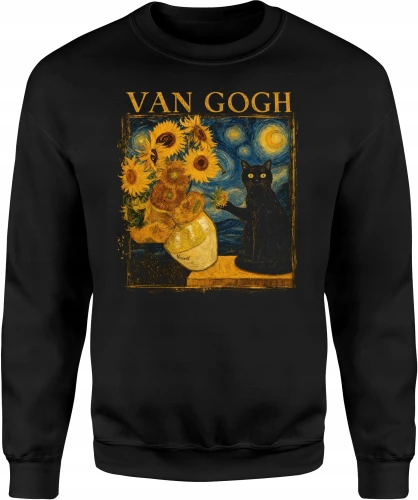 Van Gogh słoneczniki kot gwiaździsta noc  Męska bluza 
