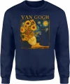 Van Gogh słoneczniki kot gwiaździsta noc  Męska bluza 
