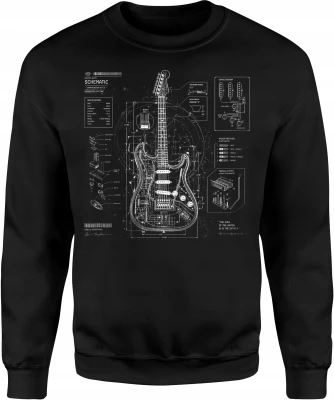 Schemat gitary elektrycznej instrument muzyczny techniczny Męska bluza