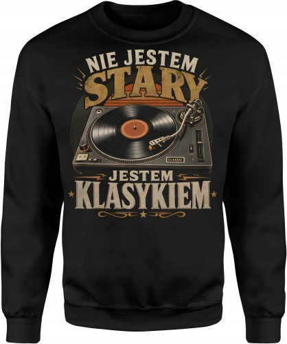 Gramofon winyl muzyka DJ oldschool klasyczne brzmienie Męska bluza 
