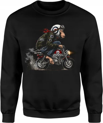 Małpa motocyklista cafe racer speed rider Męska bluza