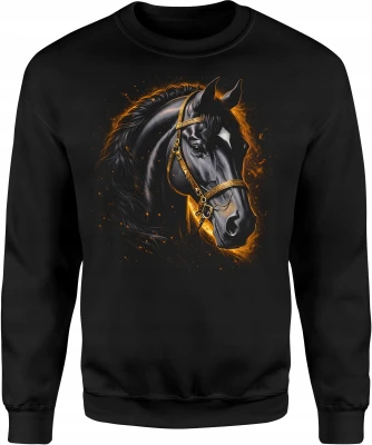 Czarny Koń galop ogier jeździectwo konie Męska bluza