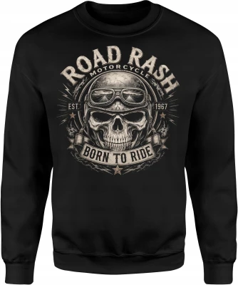 Motocyklowa Czaszka Kask Born To Ride Chopper Męska bluza