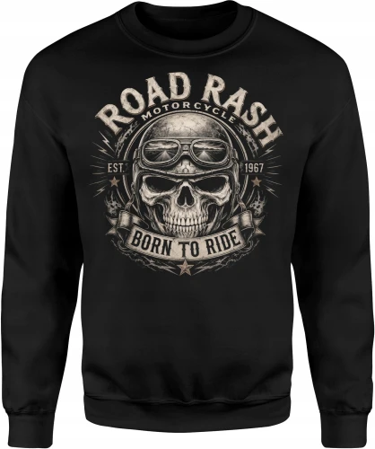Motocyklowa Czaszka Kask Born To Ride Chopper Męska bluza 