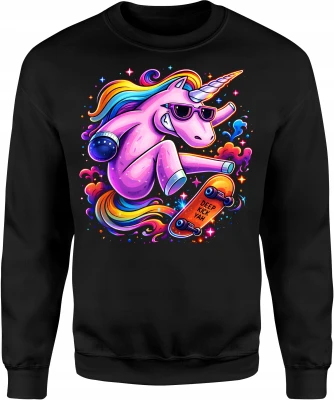 Jednorożec deskorolka kolorowy skate Męska bluza