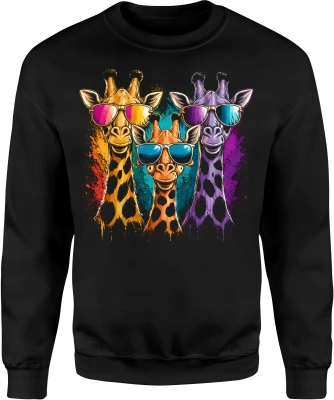 Kolorowe żyrafy okulary retro safari lato wakacyjny klimat Męska bluza