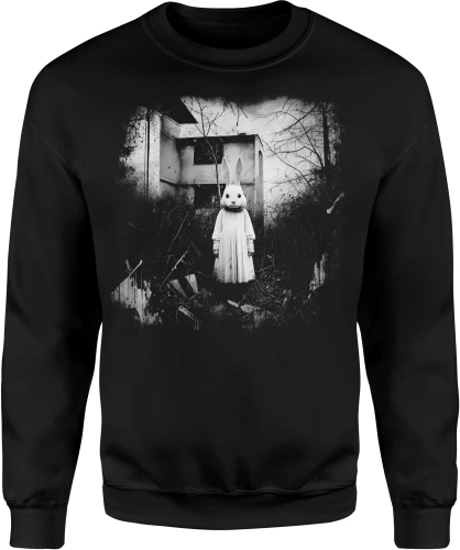 Mroczny Królik Opuszczony Dom Creepy Rabbit Męska bluza 