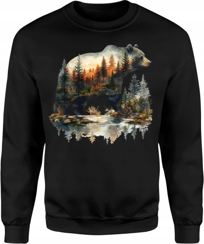 Niedźwiedź las jezioro natura forest wilderness Męska bluza 